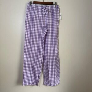 NWT Gap Body Gingham Plaid Drawstring Pajama Pants Size S Purple